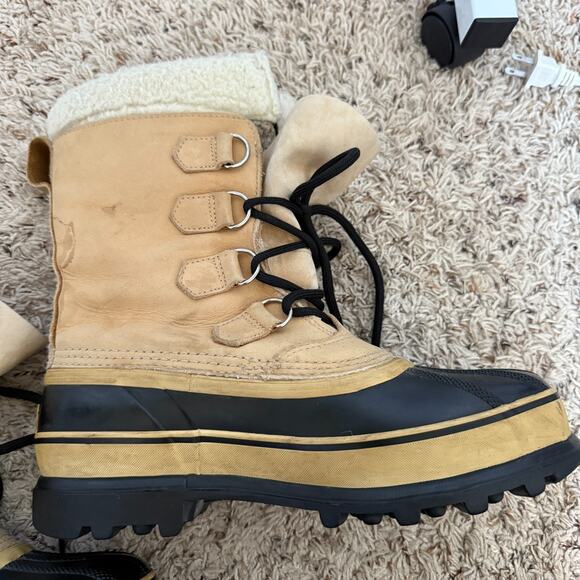 Sorel Mens Caribou Buff Waterproof Winter Boots Size 7 Tan Black Outdoor Winter - Picture 5 of 11